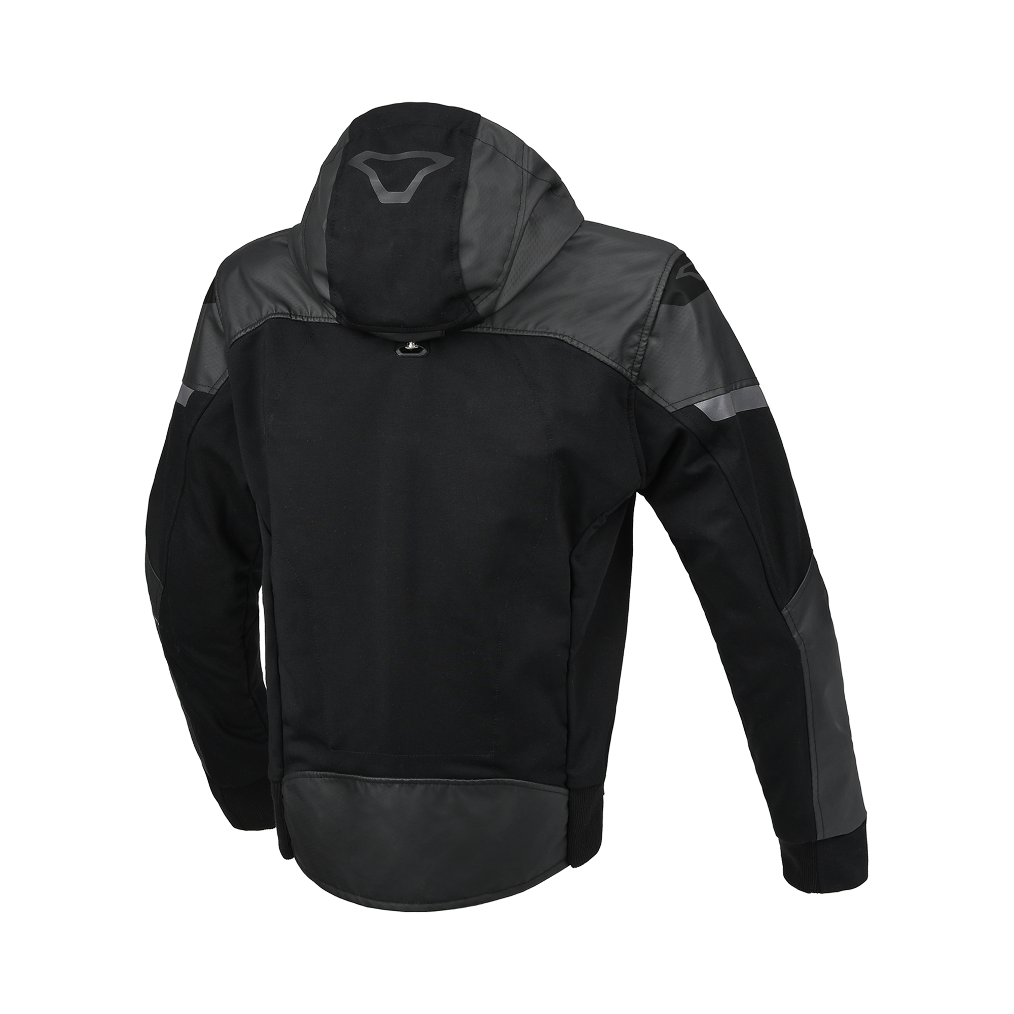 Macna Distec Donna 165.3356 felpa moto nera con cappuccio, vista posteriore