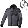 Macna Distec Donna 165.3356 felpa moto grigio scuro con stampa nera, fronte