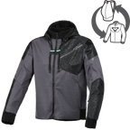 Macna Distec Donna 165.3356 felpa moto grigio scuro con stampa nera, fronte