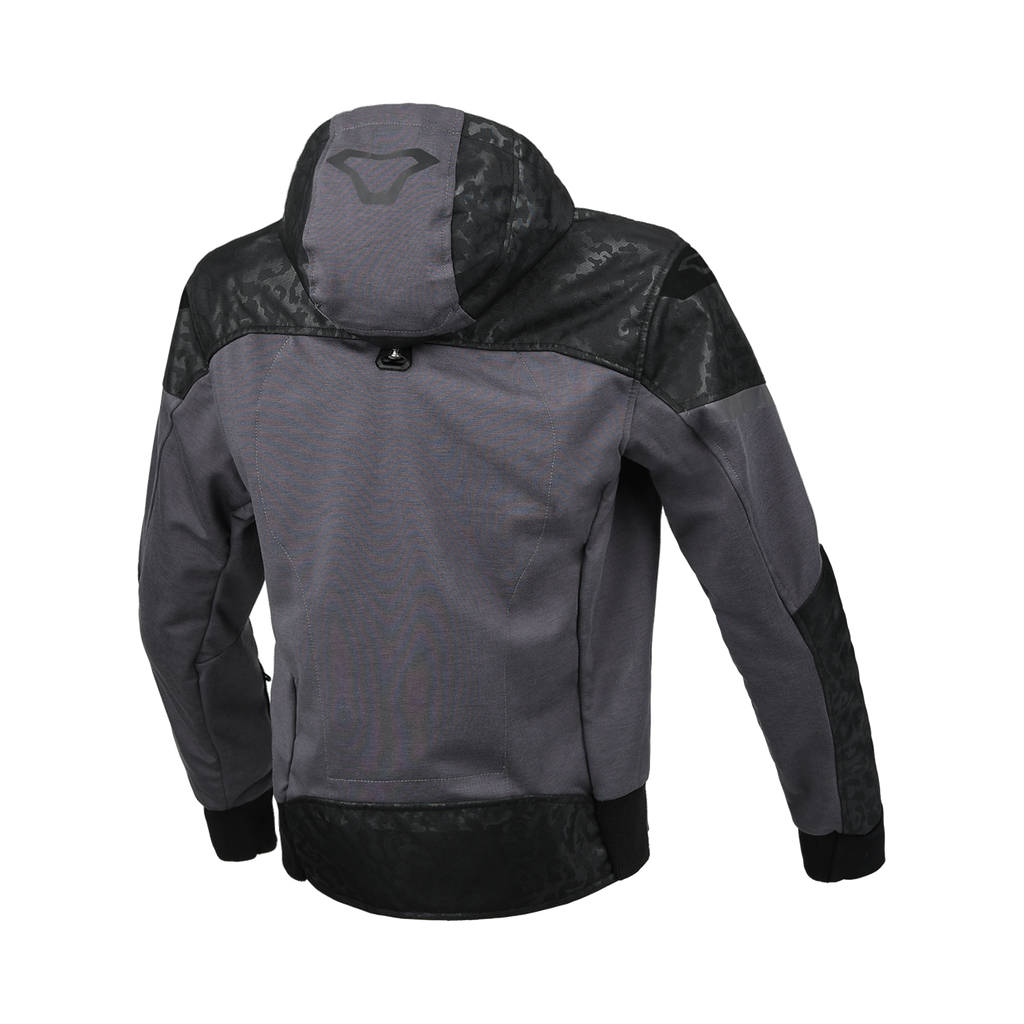 Macna Distec Donna 165.3356 felpa moto grigio scuro con stampa nera, retro