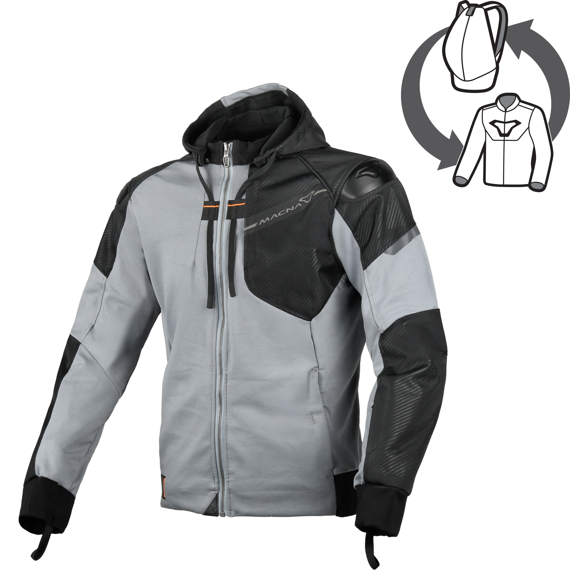Macna Distec 165.3609 giacca moto uomo tessuto grigio chiaro e nero, fronte