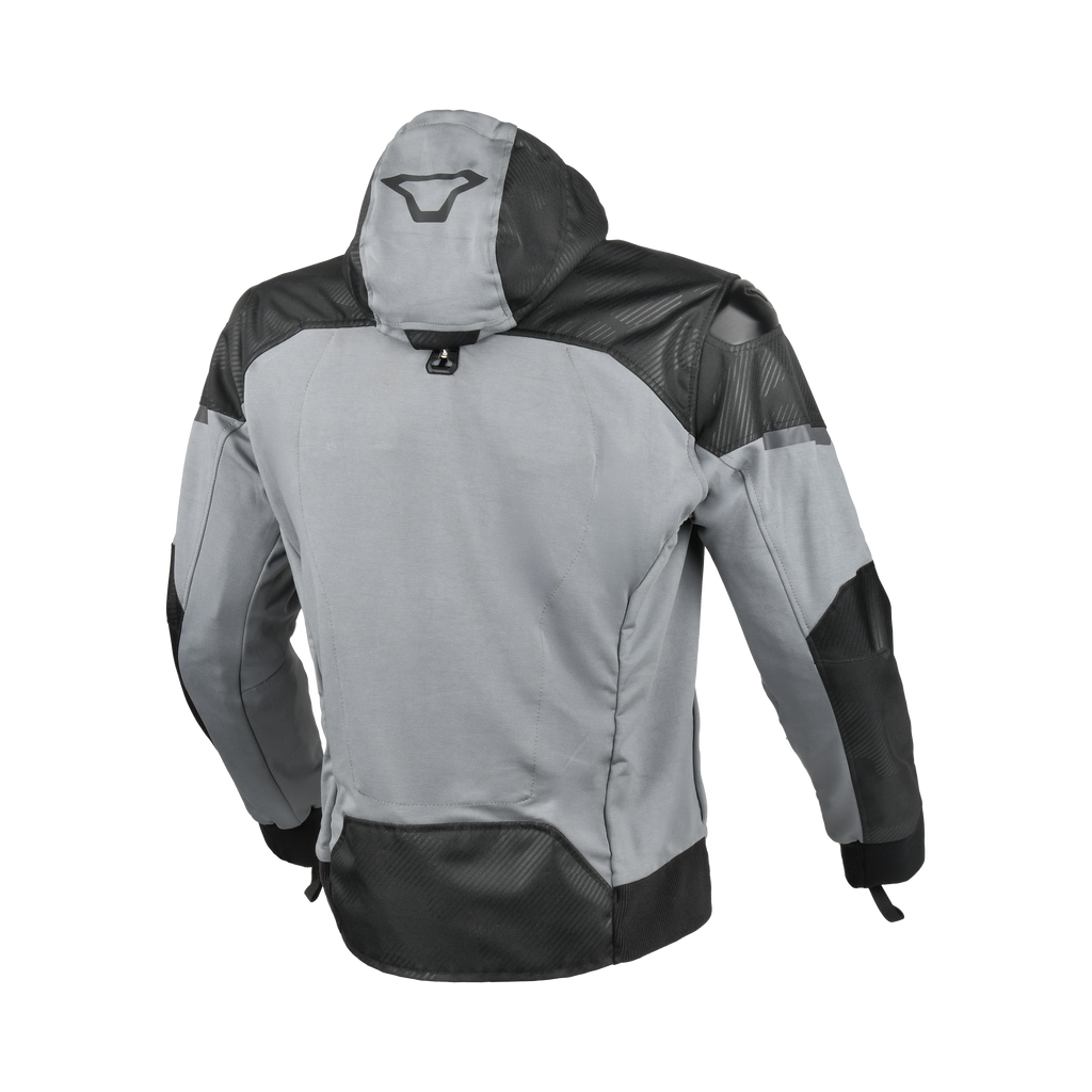 Macna Distec 165.3609 giacca moto uomo tessuto grigio chiaro e nero, retro