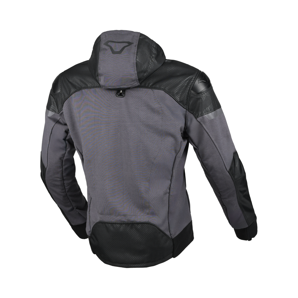 Macna Distec 165.3609 giacca moto uomo tessuto grigio scuro e nero, retro
