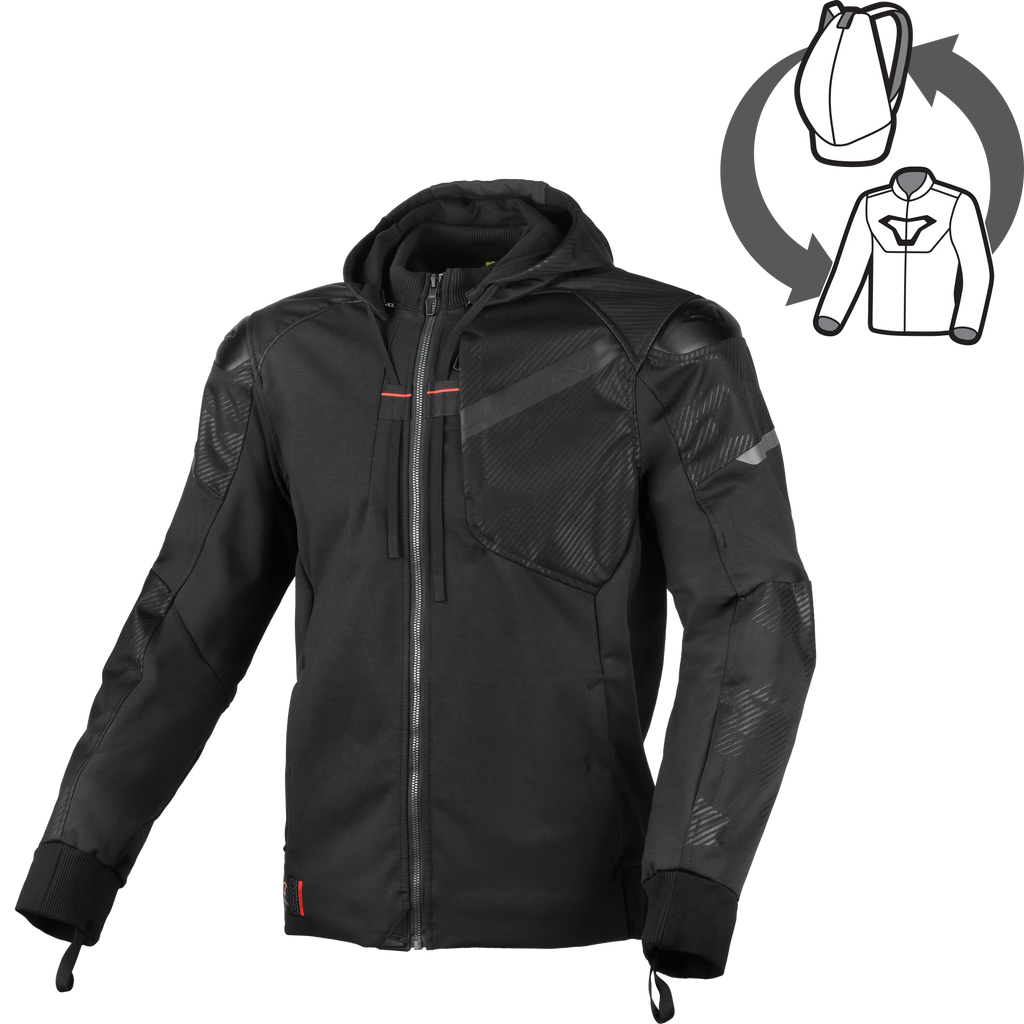 Macna Distec 165.3609 giacca moto uomo in tessuto nera, vista frontale