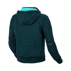 Felpa moto donna Macna District blu petrolio, retro con Hoodie Holder, vista posteriore