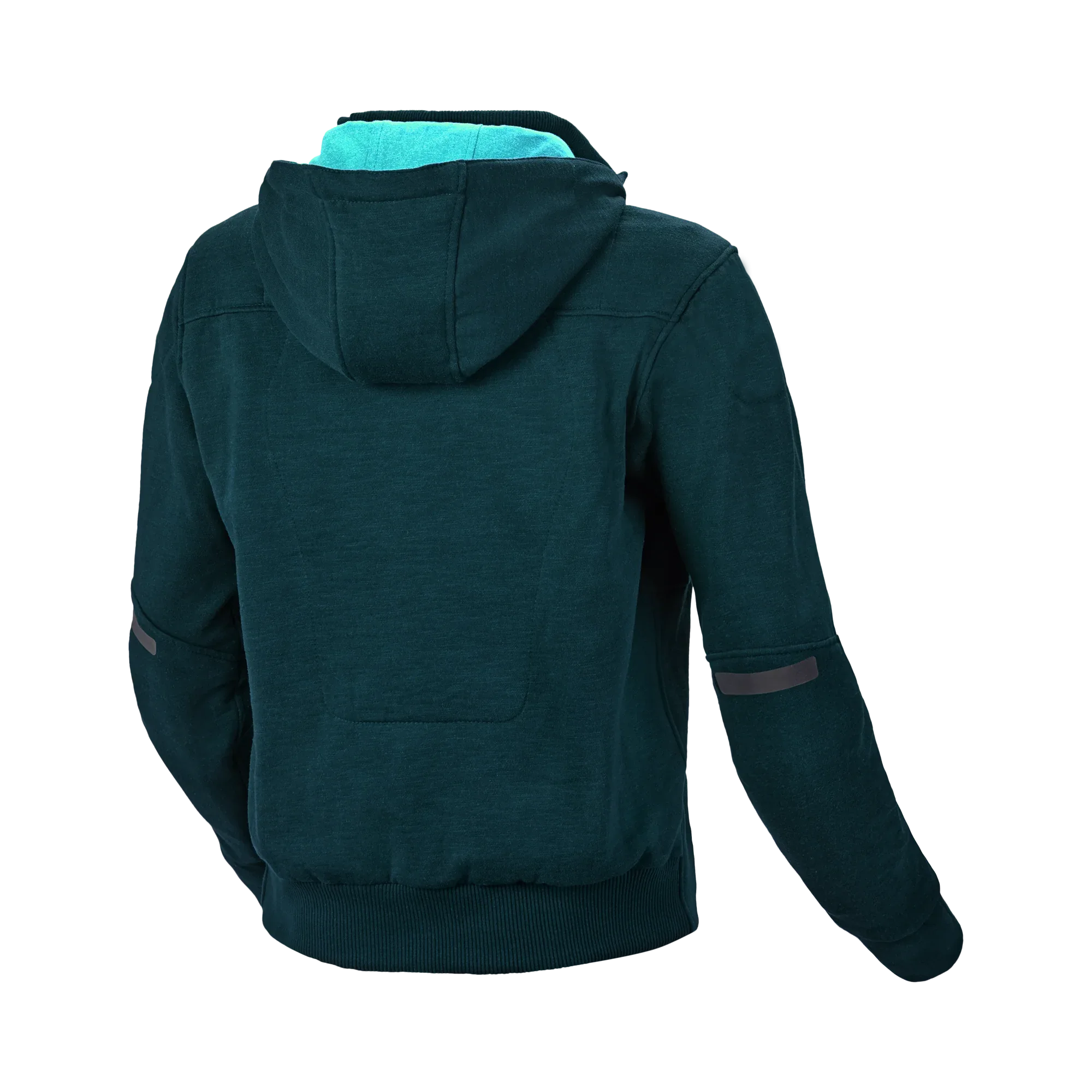 Felpa moto donna Macna District blu petrolio, retro con Hoodie Holder, vista posteriore