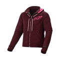 Felpa moto donna Macna District bordeaux con cappuccio e dettagli rosa, vista frontale