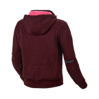 Felpa moto donna Macna District bordeaux, retro con Hoodie Holder e cappuccio, vista posteriore