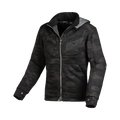 Felpa moto donna Macna District camouflage nero e grigio con cappuccio, vista frontale