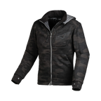 Felpa moto donna Macna District camouflage nero e grigio con cappuccio, vista frontale