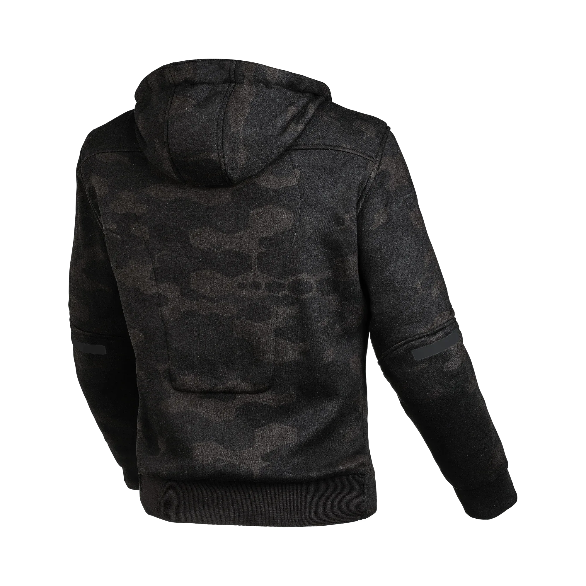 Felpa moto donna Macna District camouflage nero/grigio, retro con Hoodie Holder, vista posteriore