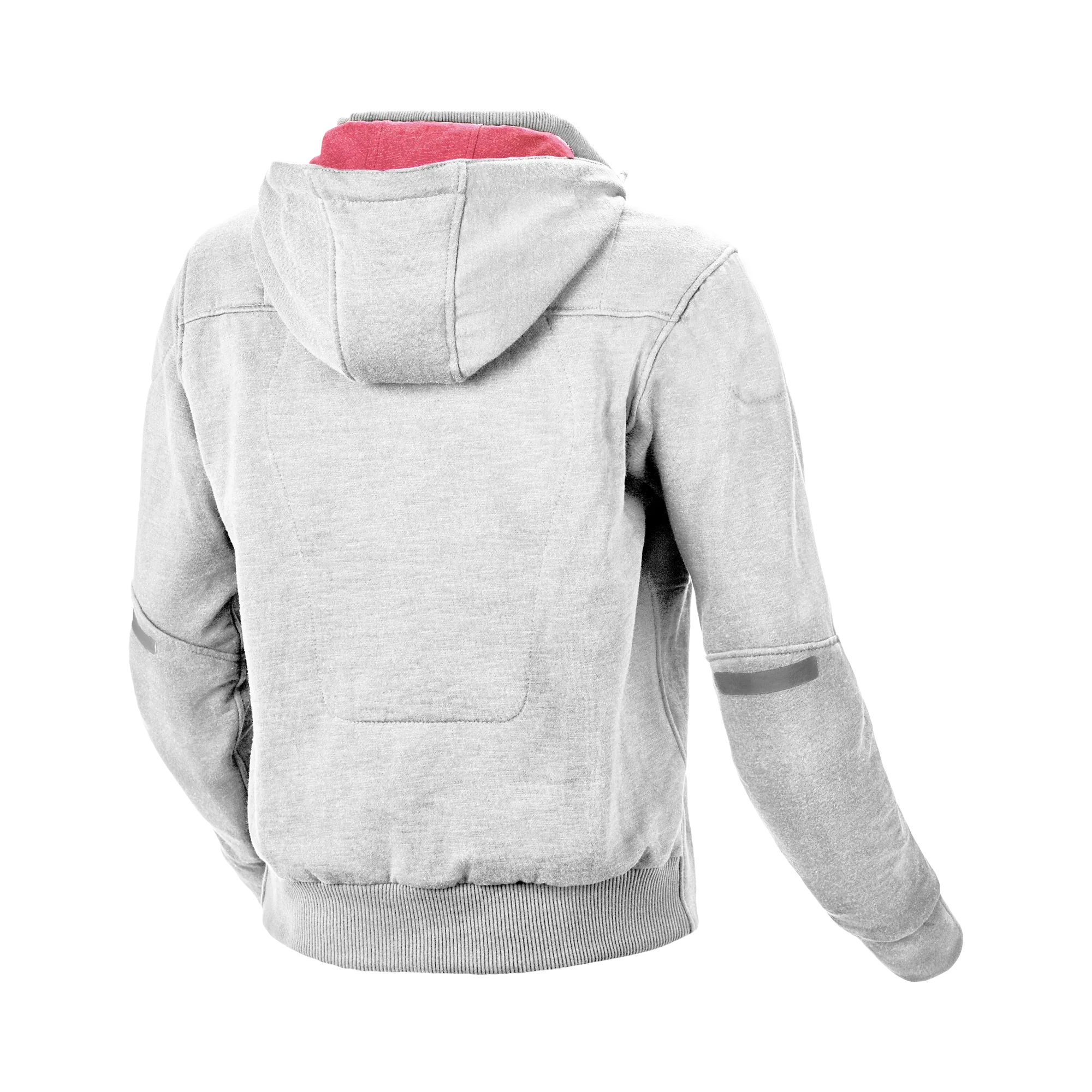 Felpa moto donna Macna District grigio chiaro, retro con Hoodie Holder, vista posteriore