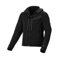 Felpa moto donna Macna District nera con cappuccio in cotone e aramide, vista frontale