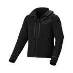 Felpa moto donna Macna District nera con cappuccio in cotone e aramide, vista frontale
