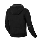 Felpa moto donna Macna District nera, retro con Hoodie Holder e cappuccio, vista posteriore