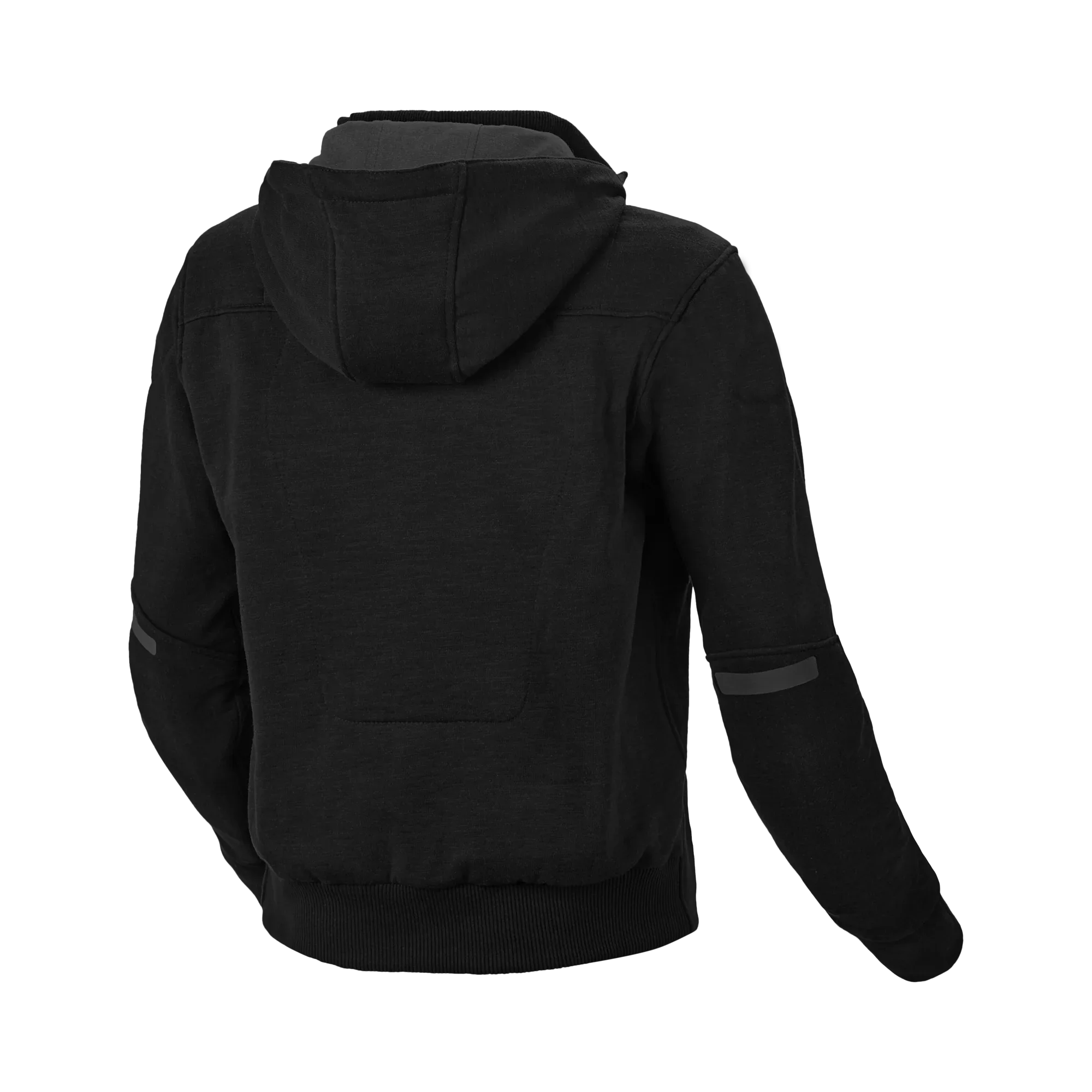 Felpa moto donna Macna District nera, retro con Hoodie Holder e cappuccio, vista posteriore