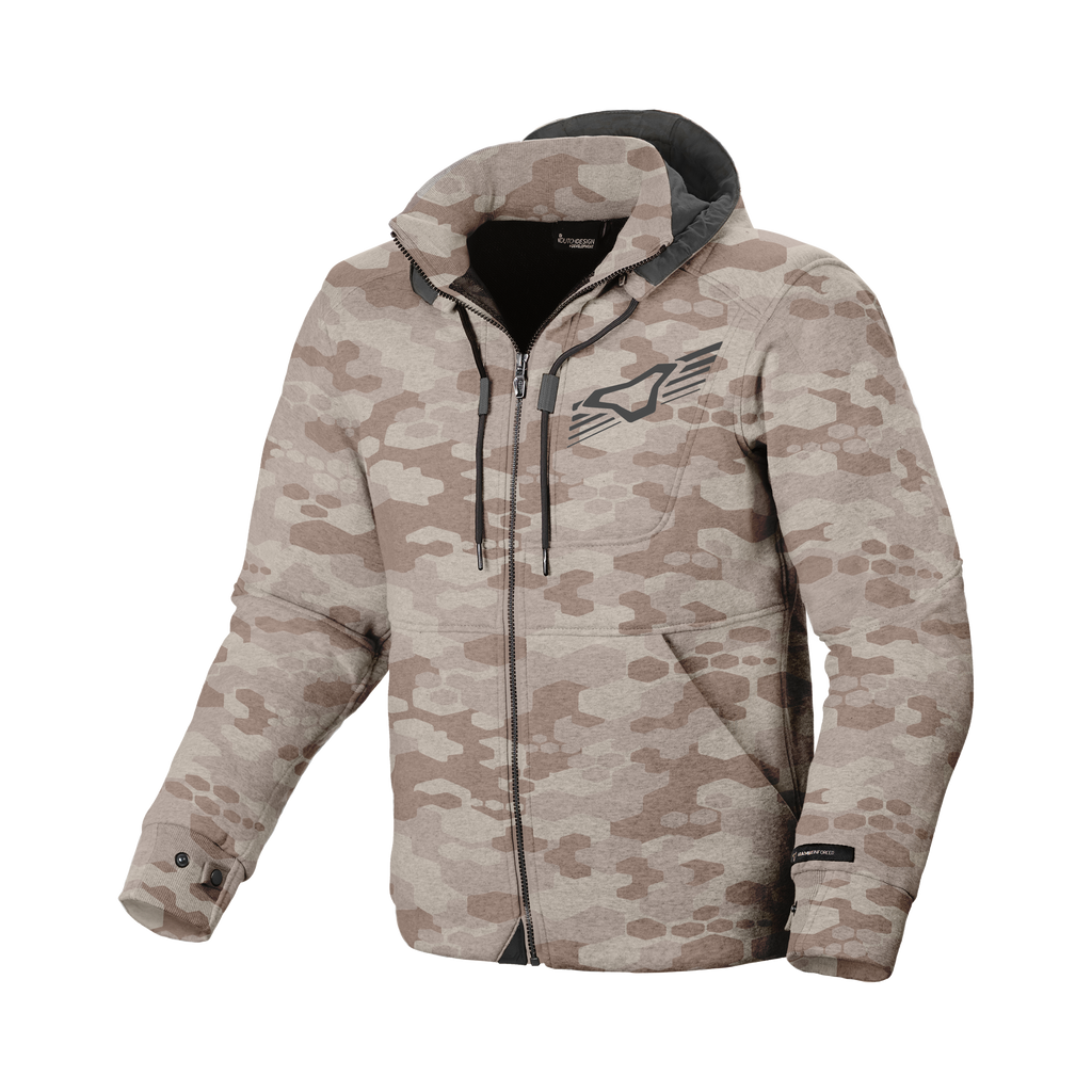 Macna District 165.3657.480 felpa moto uomo camouflage sabbia, vista frontale