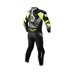 Macna Ignite 1pc 166.4207.172 tuta pelle nero giallo fluo bianco, retro con gobba Aeroback