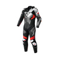 Macna Ignite 1pc 166.4207.132 tuta moto intera in pelle nero rosso e bianco, vista frontale