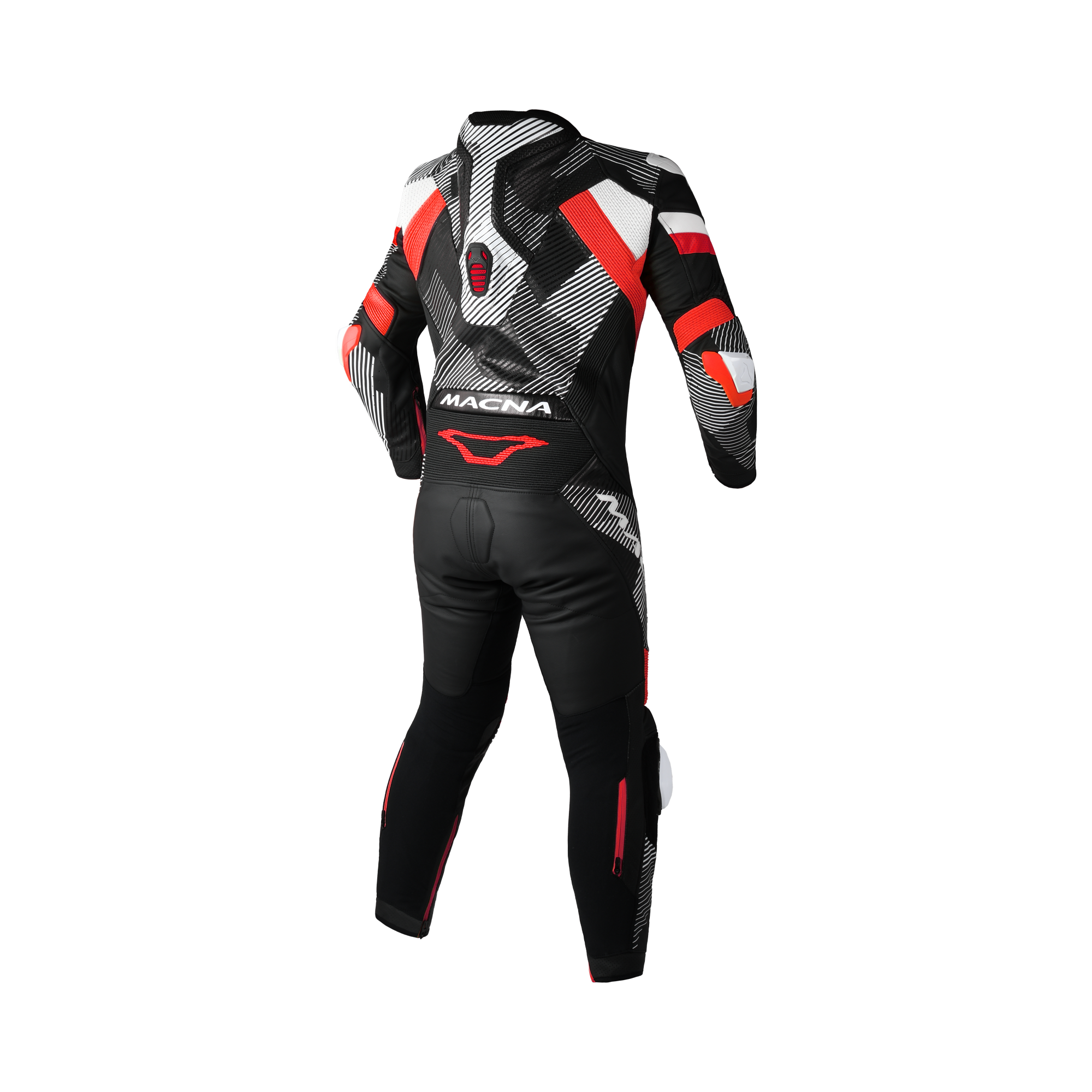 Macna Ignite 1pc 166.4207.132 tuta pelle nero rosso bianco, retro con gobba Aeroback