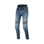 Jeans moto donna Macna Individa 2.0 blu in Cordura, vista frontale intera