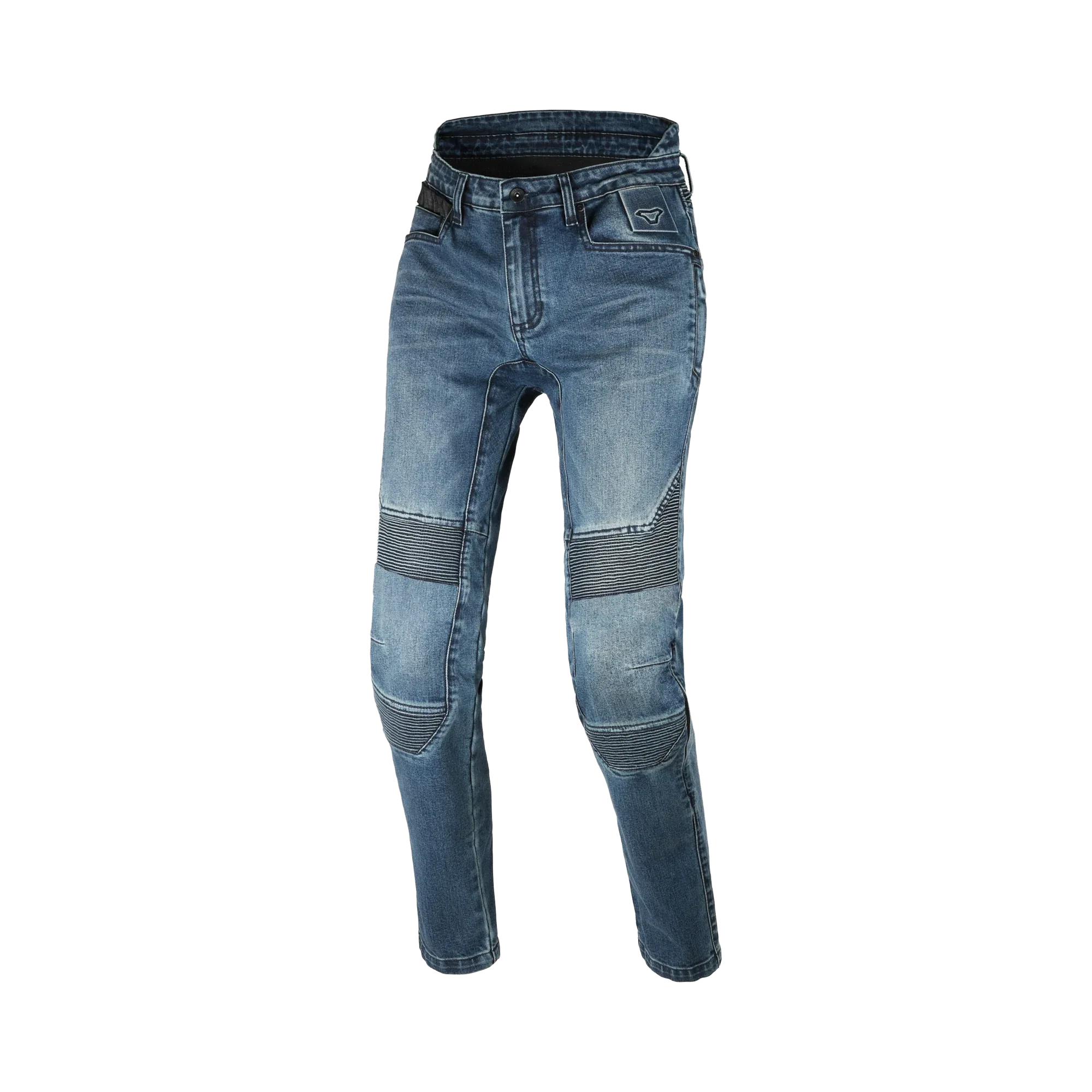 Jeans moto donna Macna Individa 2.0 blu in Cordura, vista frontale intera