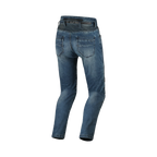 Jeans moto Macna Individo 2.0 blu, vista posteriore con tasche e schienale alto