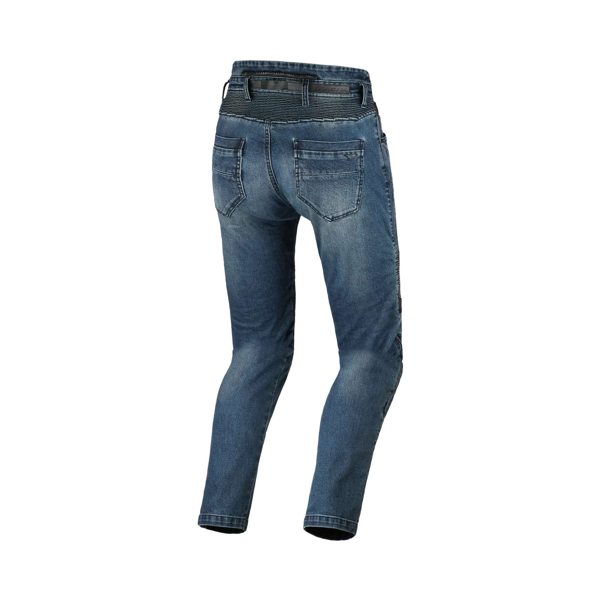 Jeans moto Macna Individo 2.0 blu, vista posteriore con tasche e schienale alto