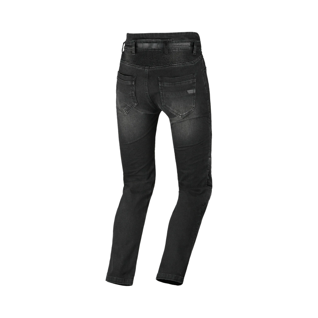 Jeans moto Macna Individo 2.0 nero, vista posteriore con tasche e schienale alto