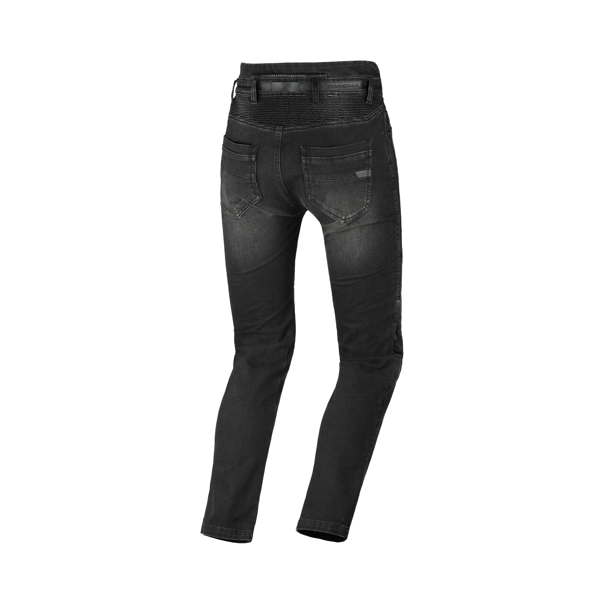 Jeans moto Macna Individo 2.0 nero, vista posteriore con tasche e schienale alto