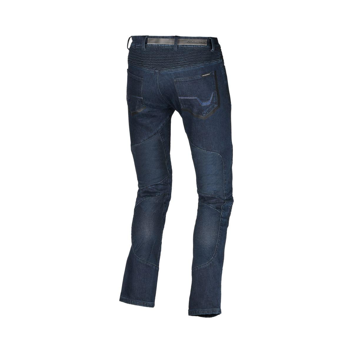 Jeans moto Macna Livity blu scuro con pannelli in rete Air Burst, vista posteriore