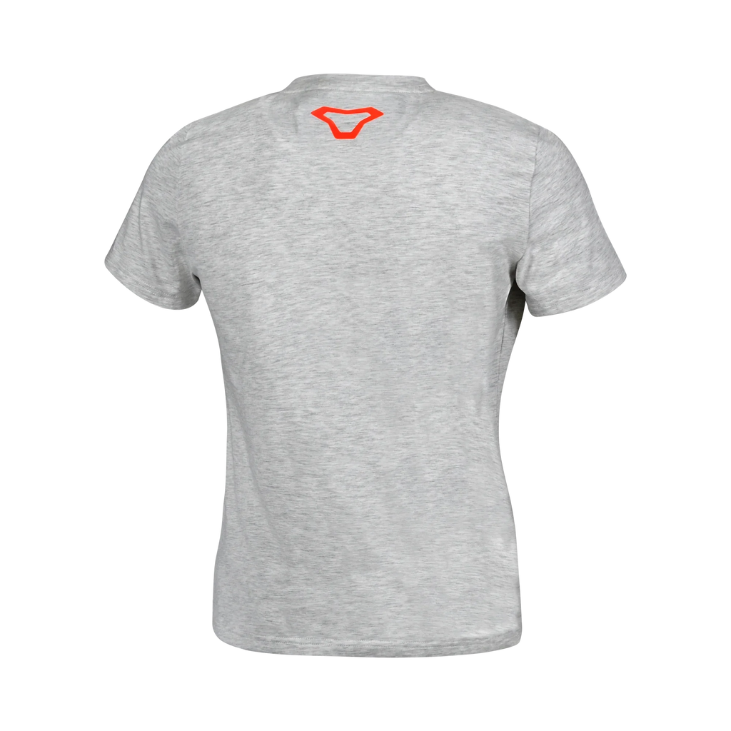 Retro della t-shirt Macna Logo donna grigio chiaro con il logo a V arancione fra le scapole