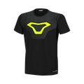 Macna Logo Shirt uomo 101.3039.101 t-shirt nera con logo Macna giallo fluo stampato sul petto, fronte