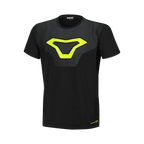 Macna Logo Shirt uomo 101.3039.101 t-shirt nera con logo Macna giallo fluo stampato sul petto, fronte