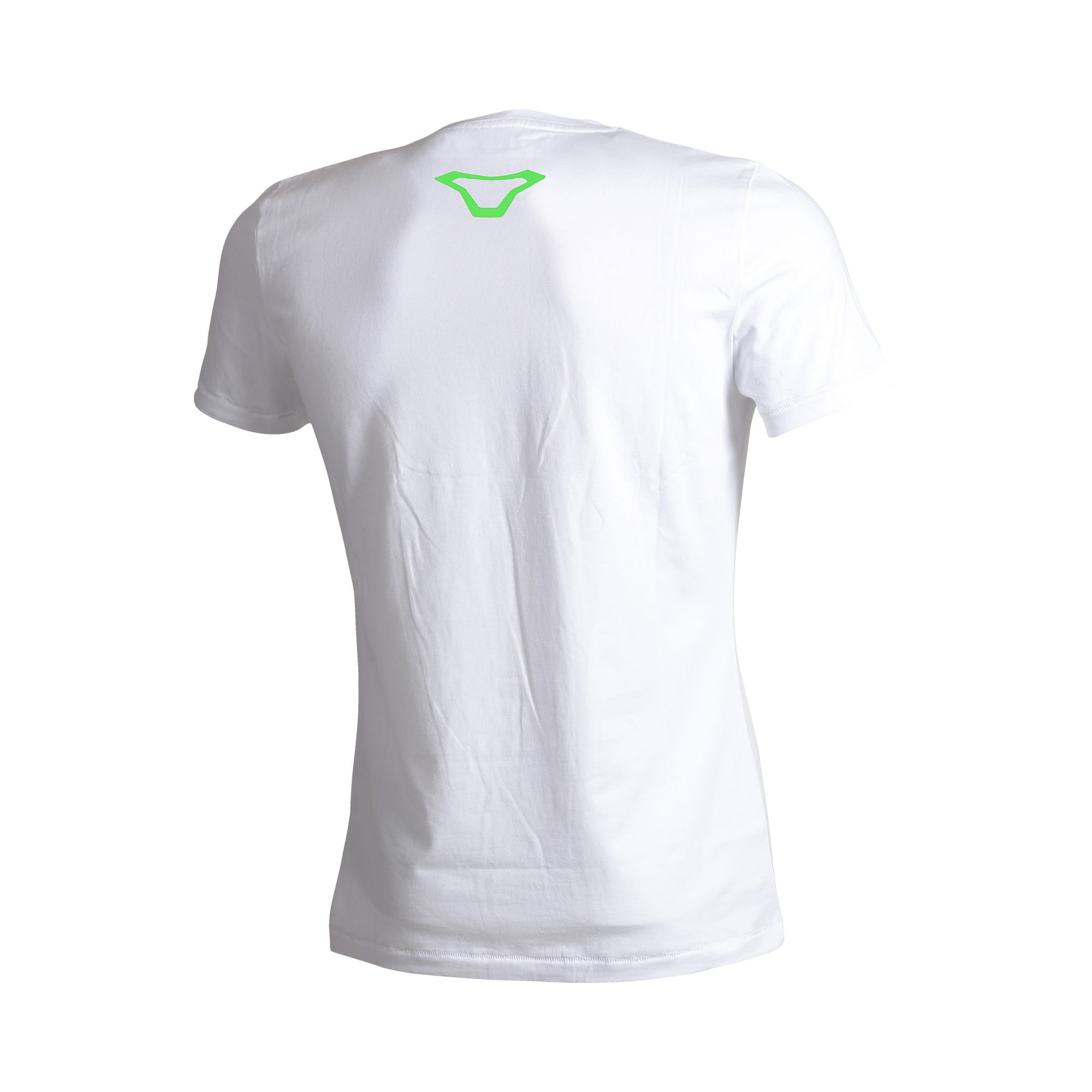T-shirt Macna Logo uomo bianca, piccolo logo a V verde fra le scapole, vista posteriore