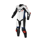 Macna Mizuro Bianco/Nero/Rosso/Blu tuta moto pelle di canguro uomo Classe AAA, vista fronte