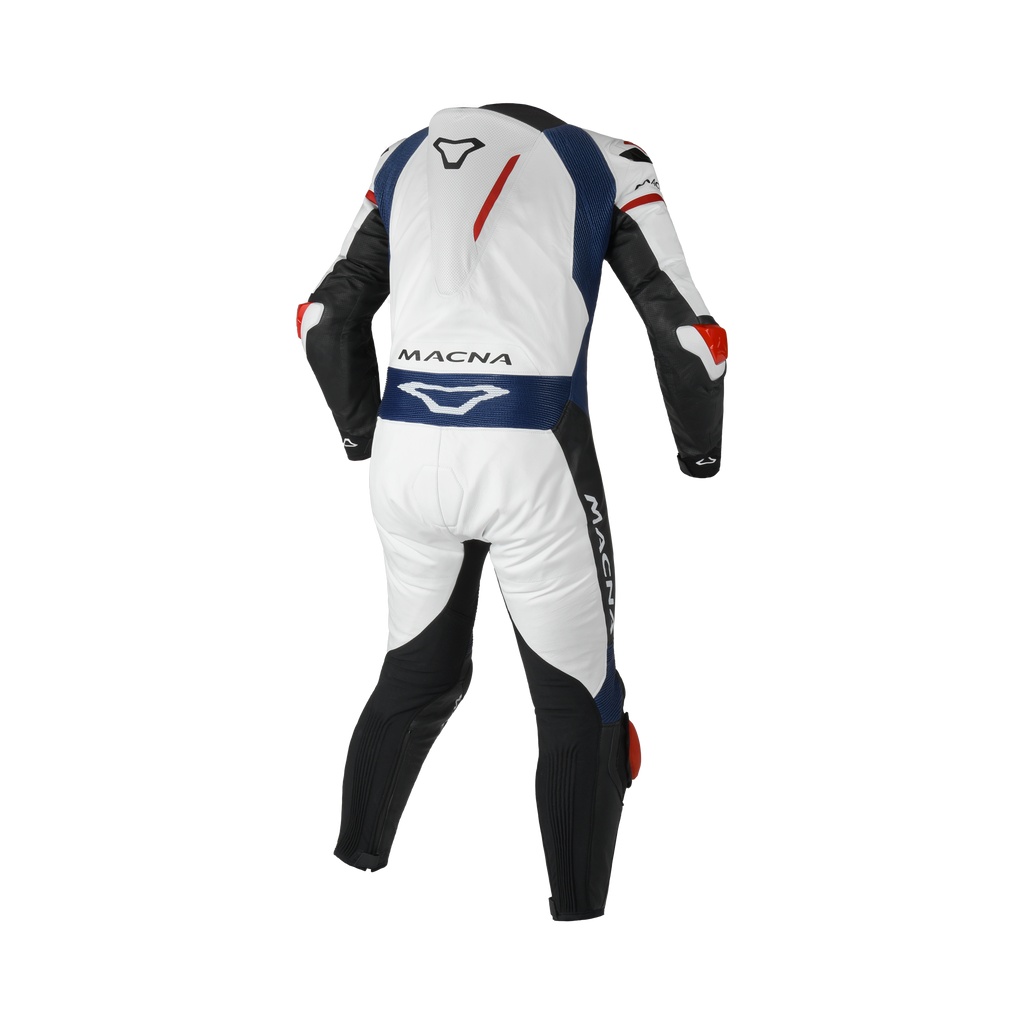 Macna Mizuro Bianco/Nero/Rosso/Blu tuta moto pelle di canguro uomo Classe AAA, vista retro