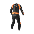 Macna Mizuro Nero/Arancio/Bianco tuta moto pelle di canguro uomo Classe AAA, vista retro