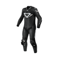 Macna Mizuro Nero/Bianco tuta moto pelle di canguro uomo Classe AAA, vista fronte