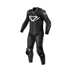 Macna Mizuro Nero/Bianco tuta moto pelle di canguro uomo Classe AAA, vista fronte