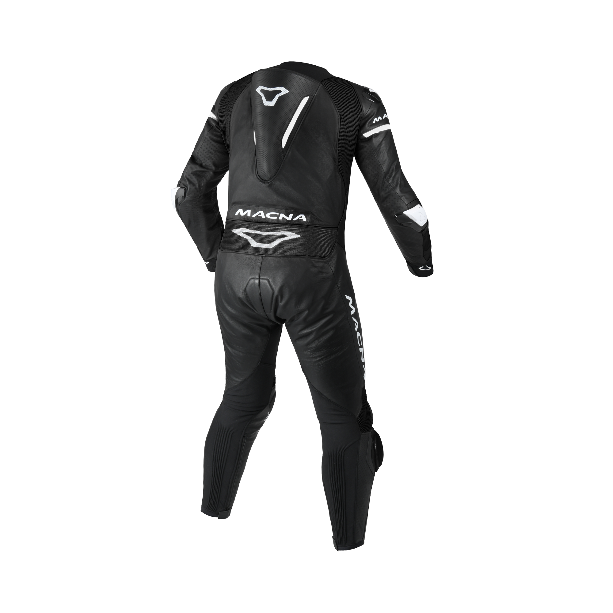 Macna Mizuro Nero/Bianco tuta moto pelle di canguro uomo Classe AAA, vista retro
