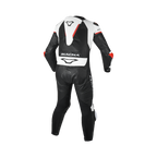 Macna Mizuro Nero/Bianco/Rosso tuta moto pelle di canguro uomo Classe AAA, vista retro