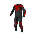 Macna Mizuro Nero/Rosso/Bianco tuta moto pelle di canguro uomo Classe AAA, vista fronte