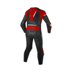 Macna Mizuro Nero/Rosso/Bianco tuta moto pelle di canguro uomo Classe AAA, vista retro