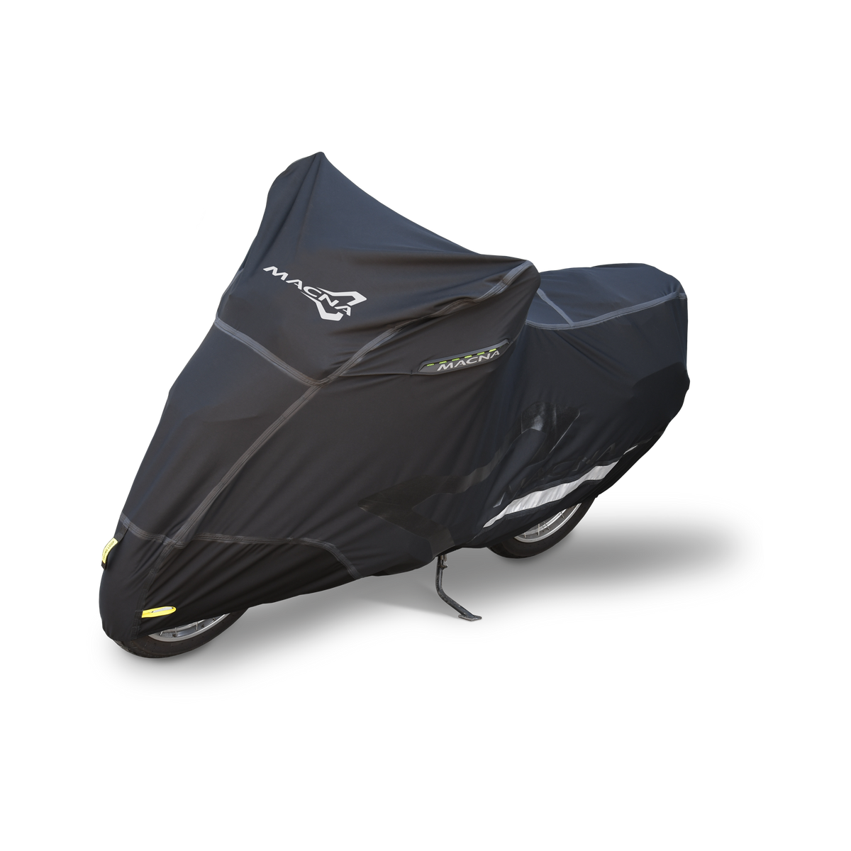 Macna Moto Mantle Premium DLX telo coprimoto nero, su fondo bianco
