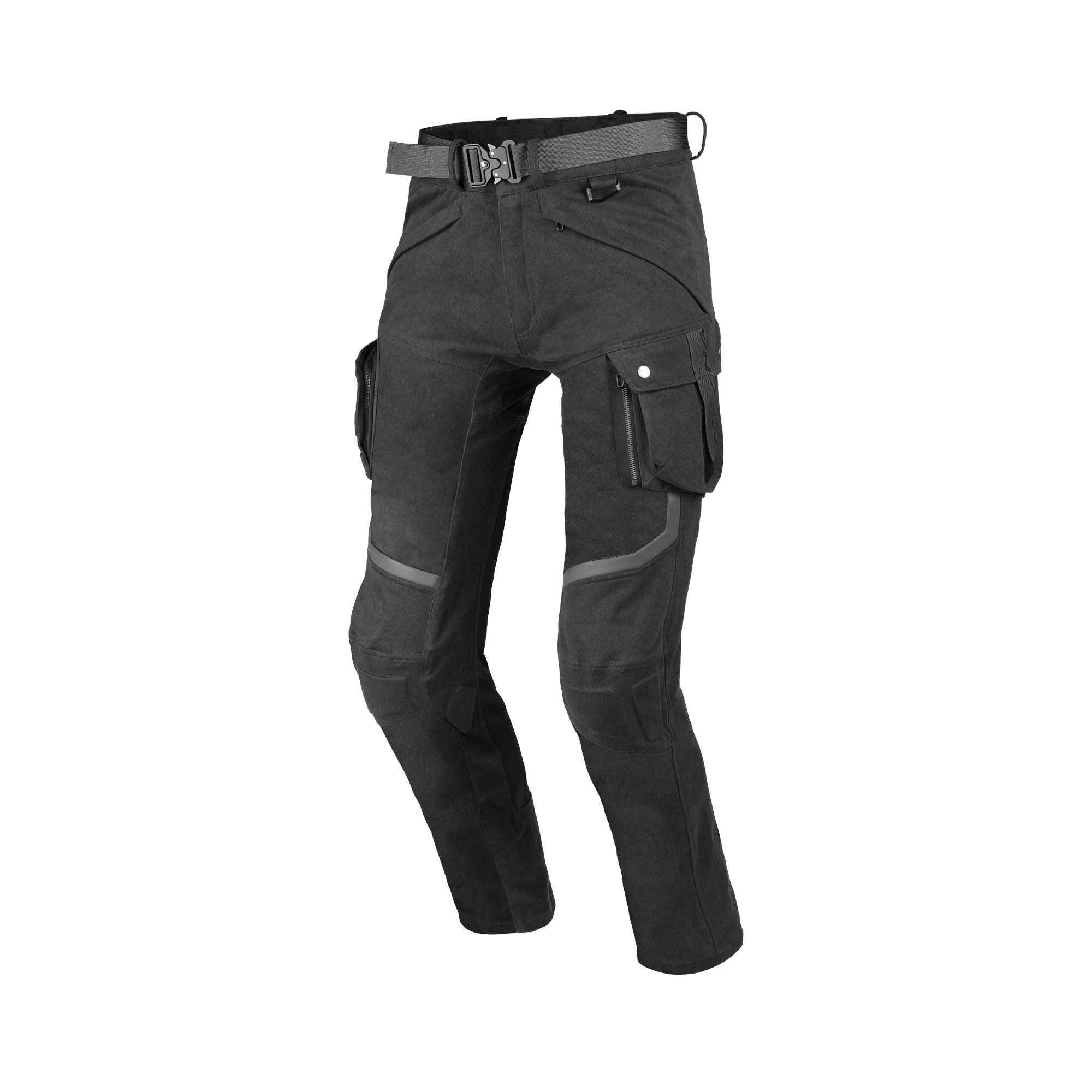 Macna Nembar 165.4027.101 pantaloni cargo moto neri, vista tre quarti anteriore