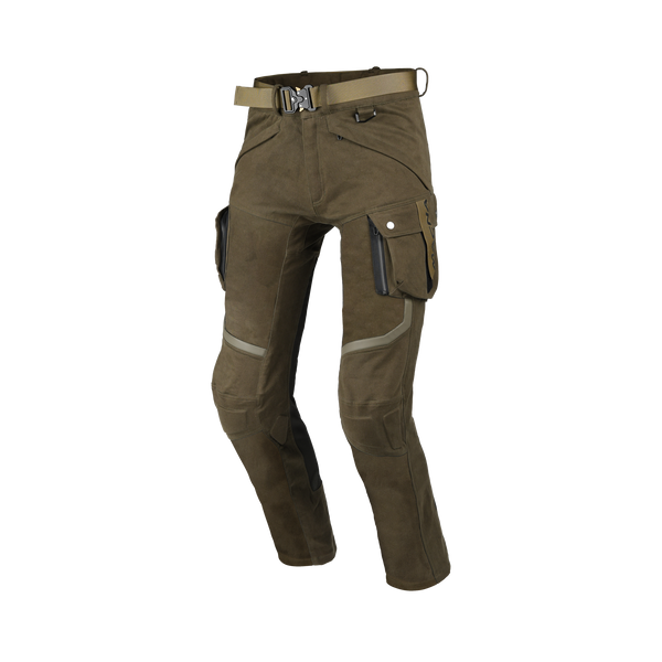 Macna Nembar 165.4027.404 pantaloni cargo moto verdi, vista tre quarti anteriore