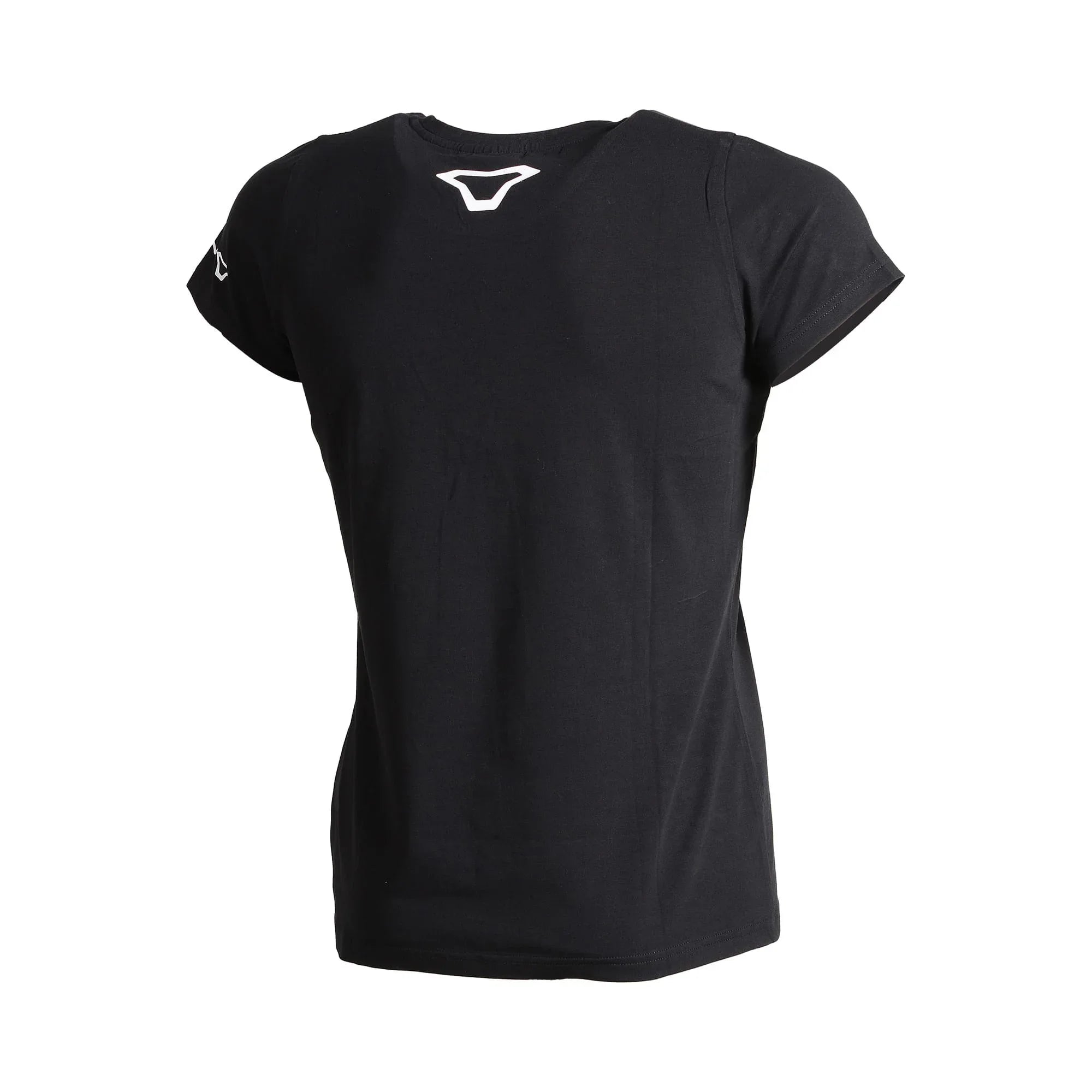 Retro della t-shirt Macna Plain T donna nera con il logo a V bianco in alto fra le scapole