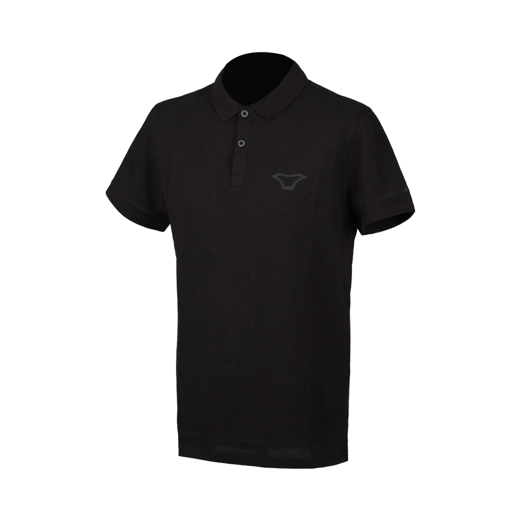 Macna Polo 101.3018.101 polo casual moto uomo nera in cotone, logo tono su tono, fronte