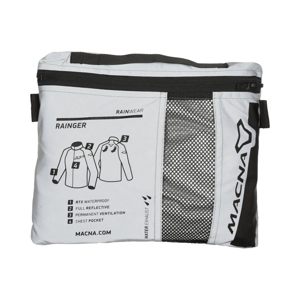 Storage bag della Macna Rainger aperta, con etichetta e inserto in rete
